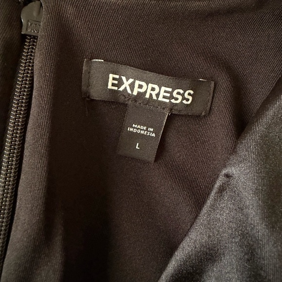 Express Black Satin Long Sleeve Maxi Dress - Picture 3 of 4